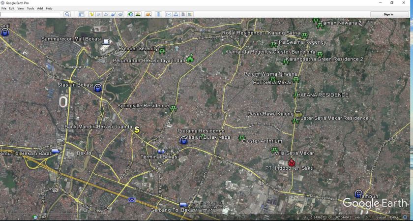 Google Earth Perumahan di Bekasi Timur dan Tambun Selatan